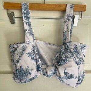 CIDER Blue and White Bikini Top
